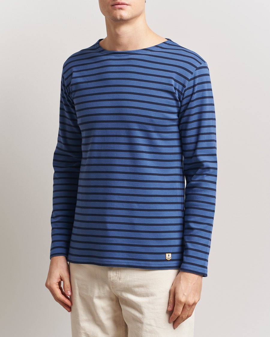 Herren | T-Shirts | Armor-lux | Houat Héritage Stripe Long Sleeve T-Shirt Obscure/Deep Marine