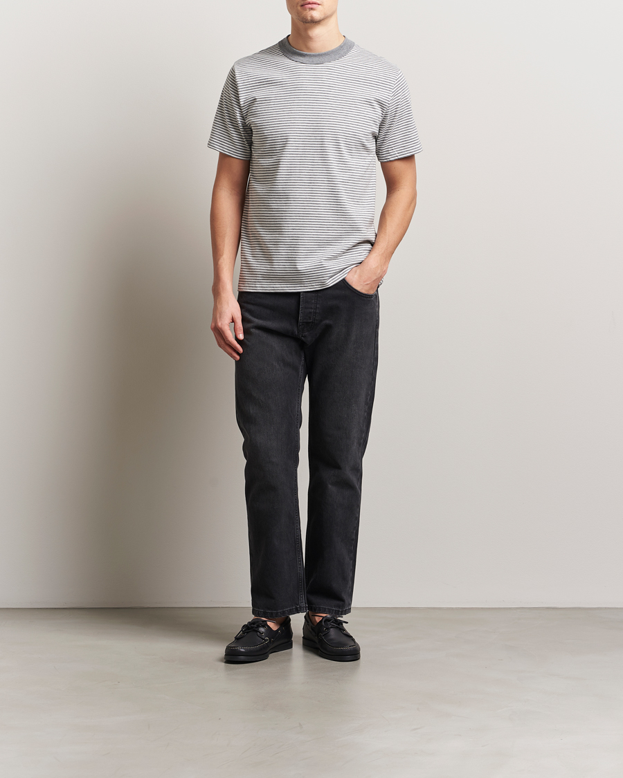 Herren | T-Shirts | Armor-lux | Callac Héritage Stripe T-Shirt Misty Grey/Milk