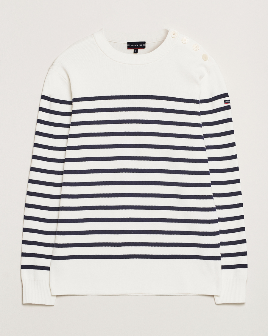 Herren | Pullover | Armor-lux | Groix Striped Sweater Milk/Navy