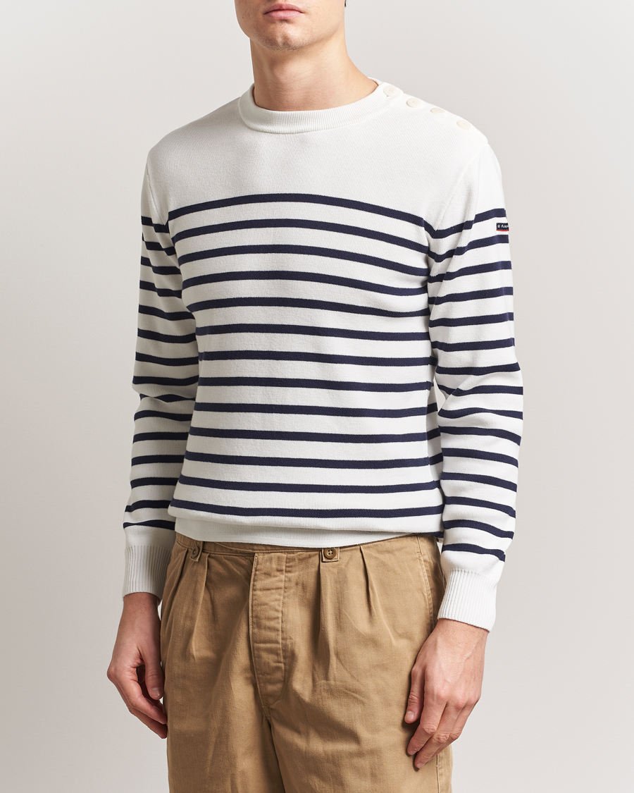 Herren | Pullover | Armor-lux | Groix Striped Sweater Milk/Navy