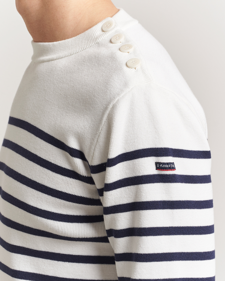 Herren | Pullover | Armor-lux | Groix Striped Sweater Milk/Navy