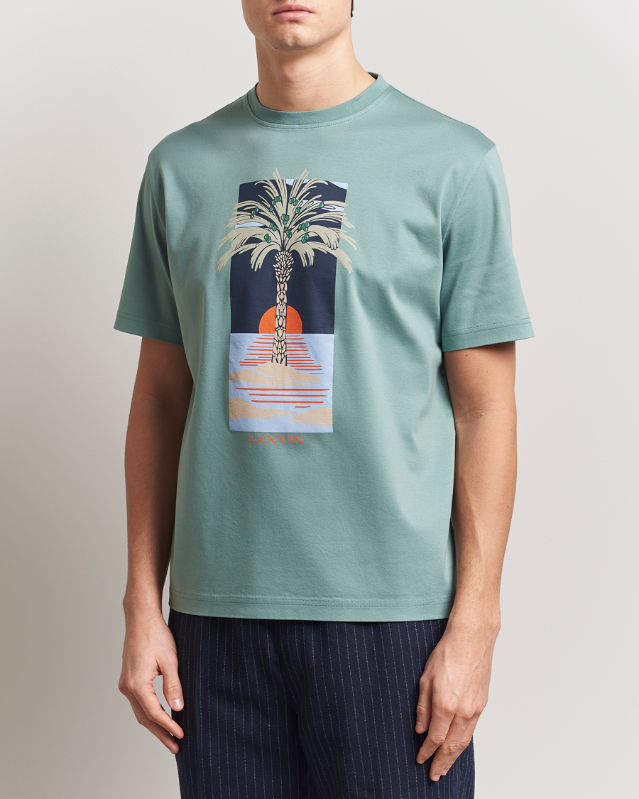 Herren | T-Shirts | Lanvin | Printed T-Shirt Sage Green