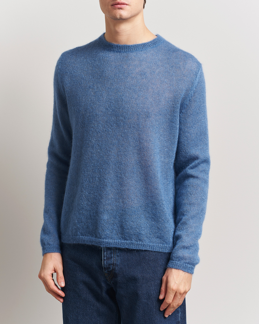 Herren | Pullover | Massimo Alba | Baby Mohair Crew Neck Pullover Sky Blue