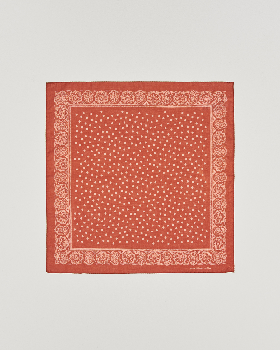 Herren | Einstecktücher | Massimo Alba | Printed Cotton Voile Handkerchief Burn Red