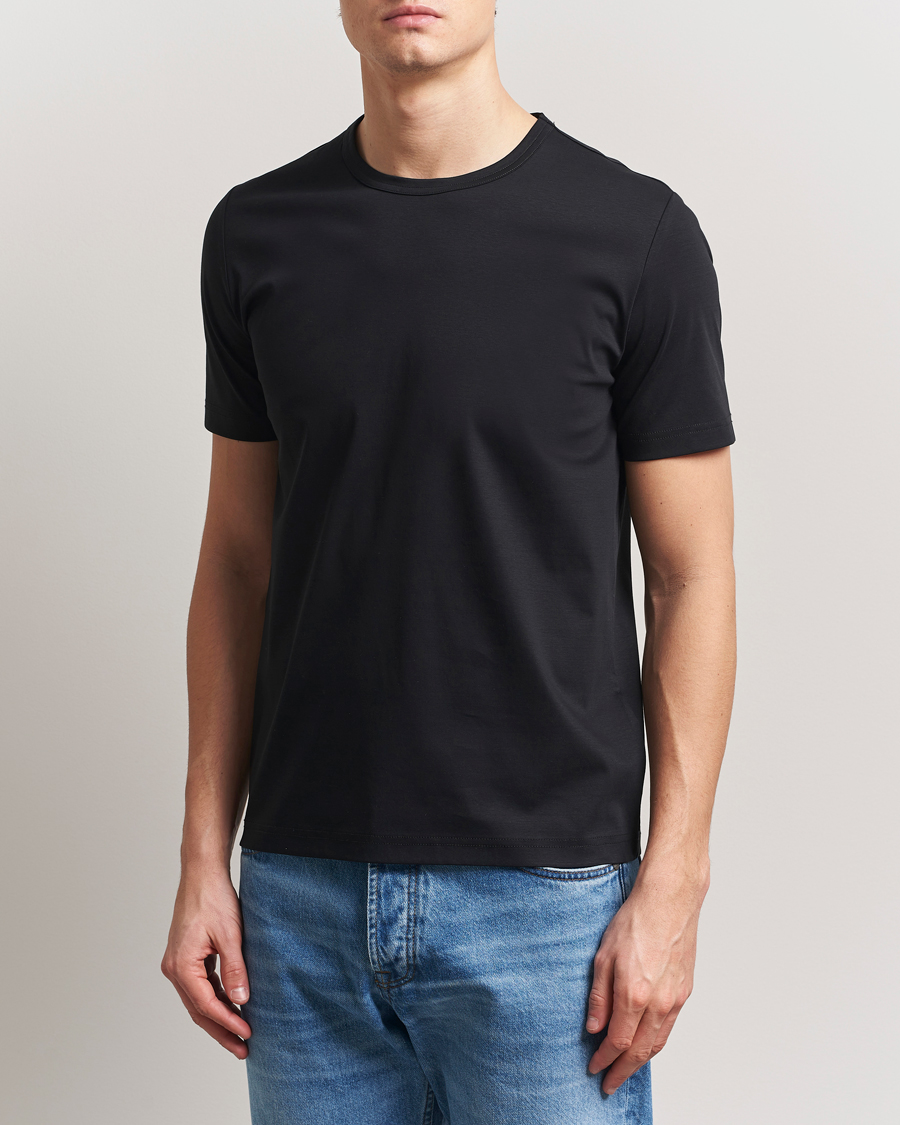 Herren | T-Shirts | Tiger of Sweden | Olaf Mercerized Cotton T-Shirt Black