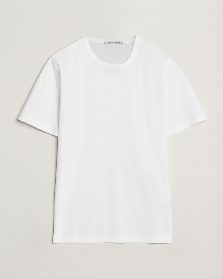 Herren | T-Shirts | Tiger of Sweden | Olaf Mercerized Cotton T-Shirt Pure White