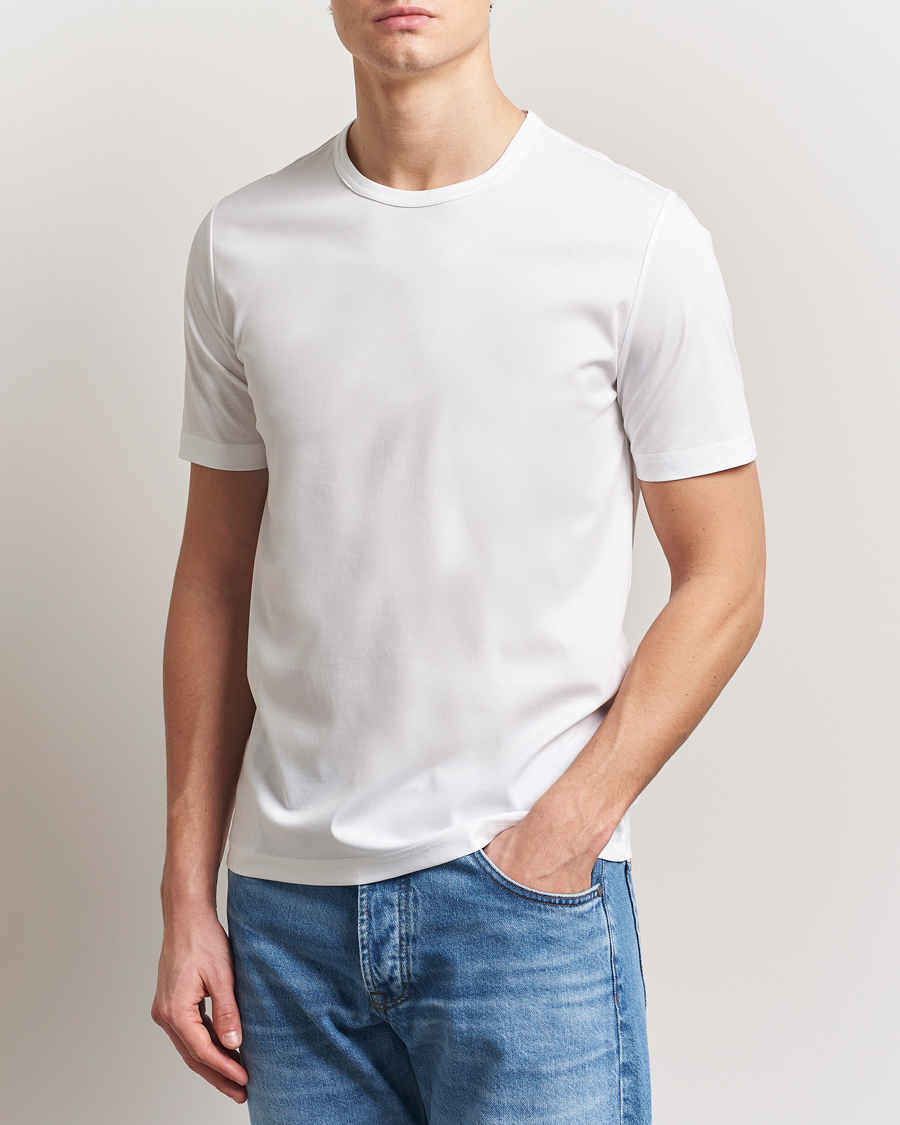 Herren | T-Shirts | Tiger of Sweden | Olaf Mercerized Cotton T-Shirt Pure White
