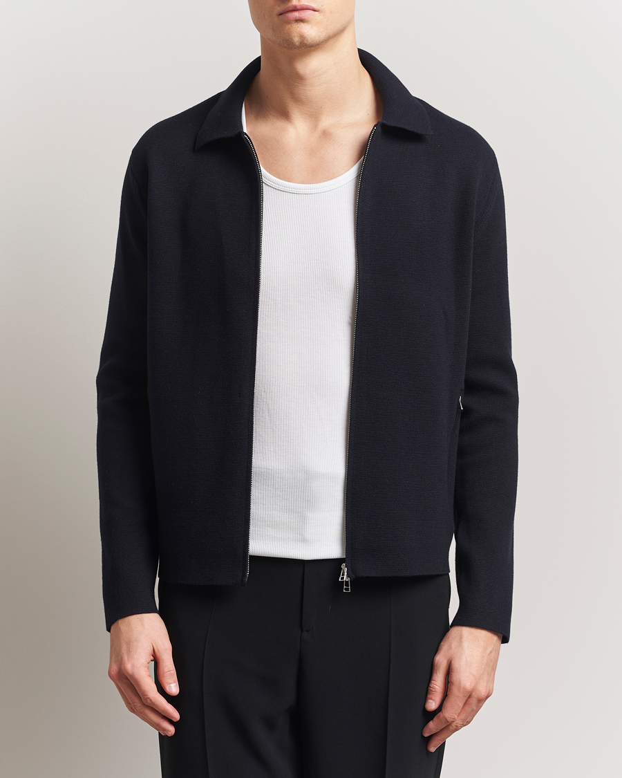 Herren | Pullover | Tiger of Sweden | Celyn Cotton/Wool Full Zip Light Ink