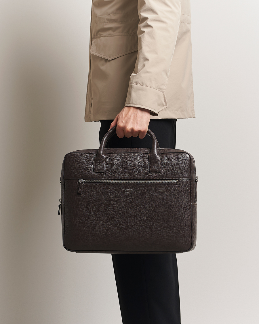 Herren | Tiger of Sweden Beridare Double Zip Leather Briefcase Dark Brown | Tiger of Sweden | Beridare Double Zip Leather Briefcase Dark Brown