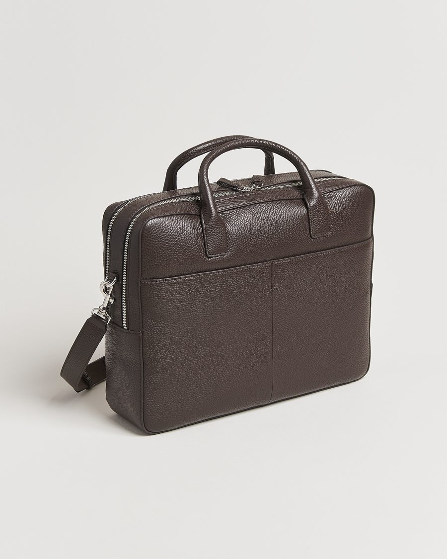 Herren | Tiger of Sweden Beridare Double Zip Leather Briefcase Dark Brown | Tiger of Sweden | Beridare Double Zip Leather Briefcase Dark Brown