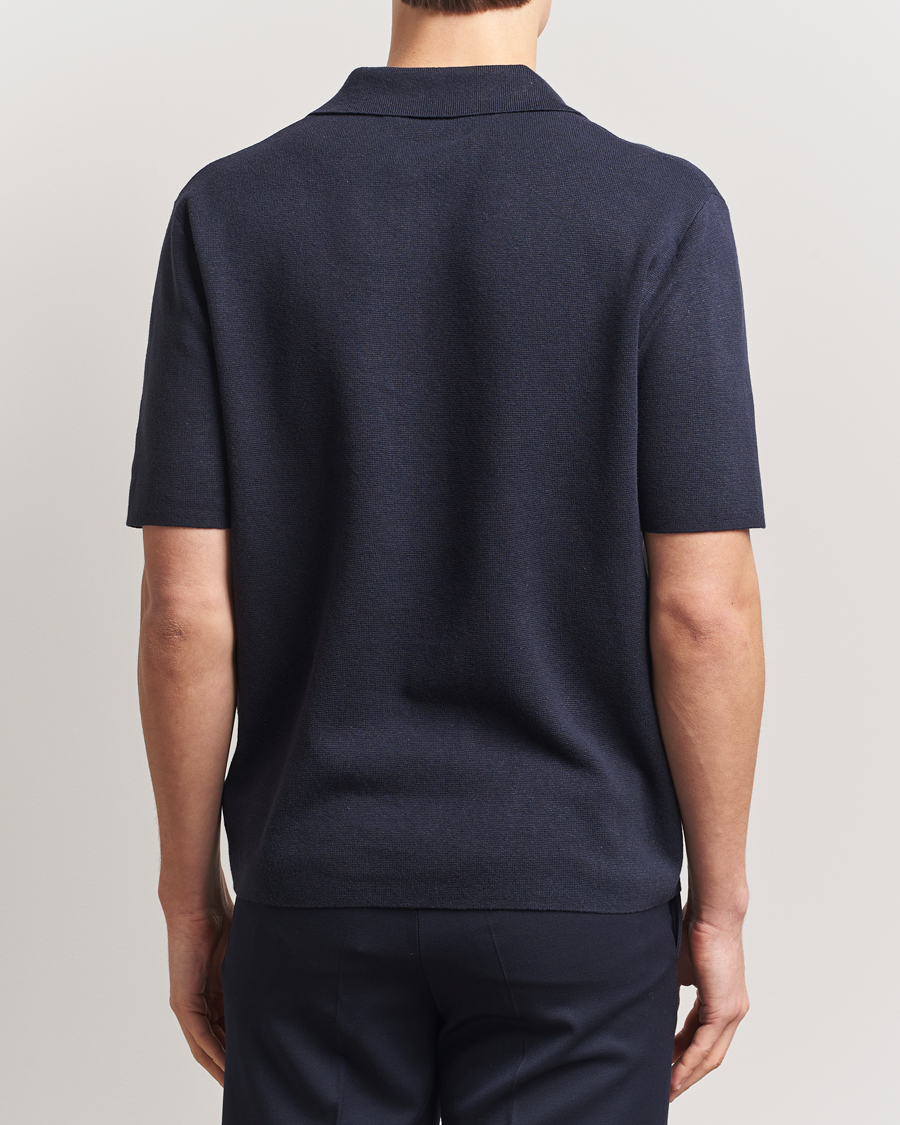 Herren | Poloshirts | Tiger of Sweden | Maelon Cotton/Linen Polo Light Ink