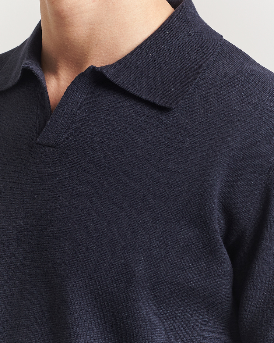 Herren | Poloshirts | Tiger of Sweden | Maelon Cotton/Linen Polo Light Ink