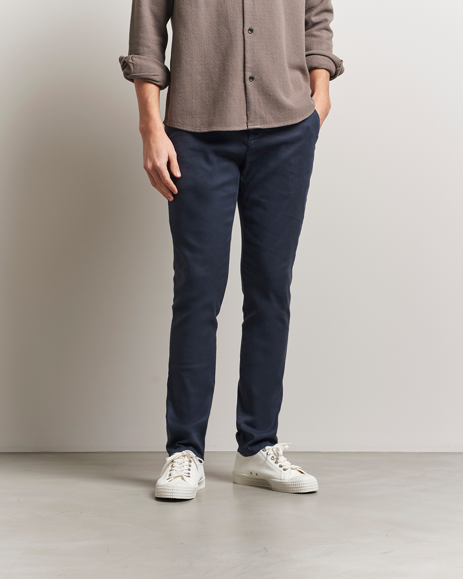 Herren | Hosen | Dondup | Gaubert Linen Stretch Chinos Navy