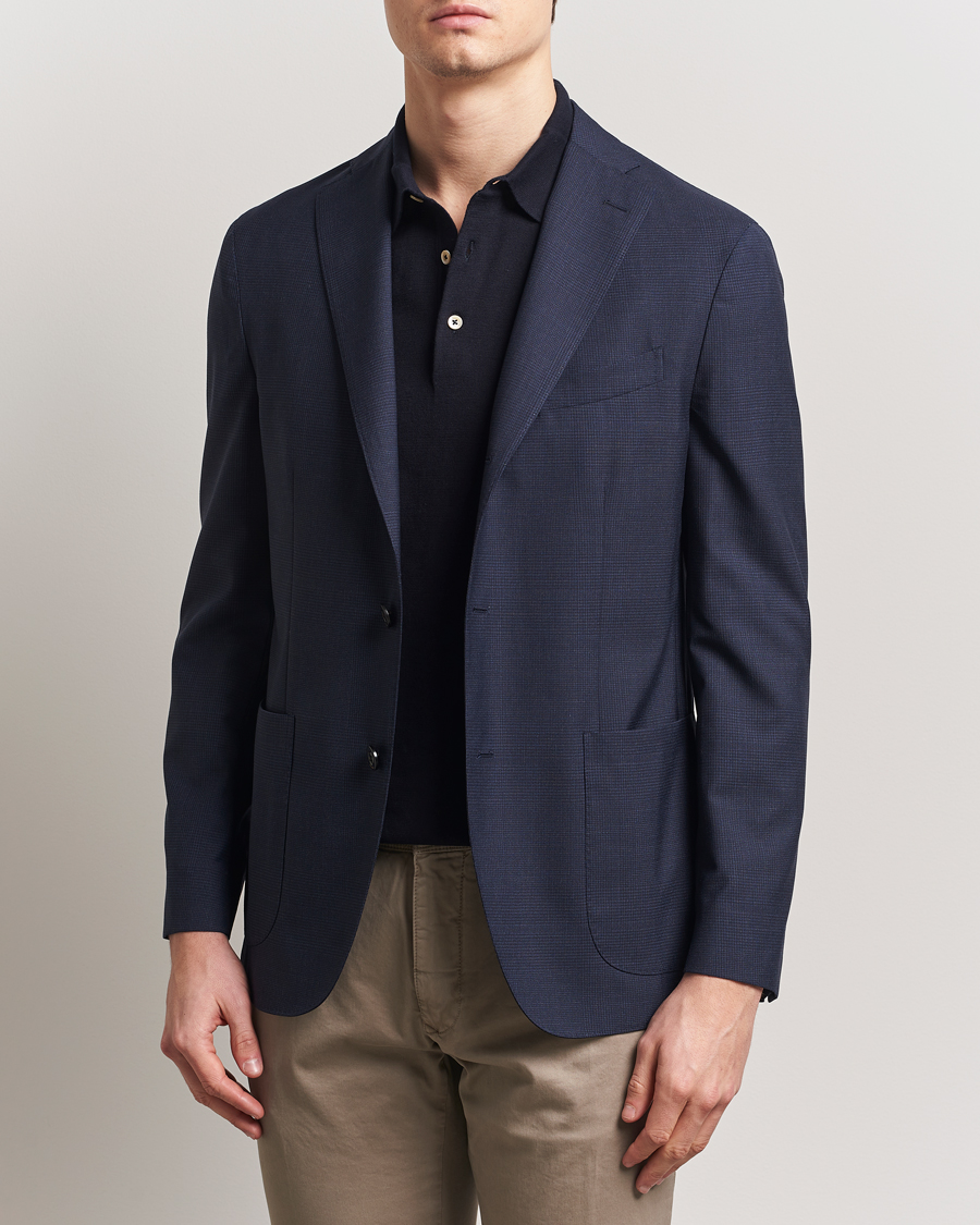 Herren | Sakkos | Boglioli | K Jacket 14 Micron Wool Blazer Navy Check