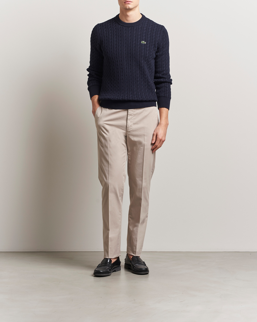 Herren | Pullover | Lacoste | Cotton Cable Sweater Navy