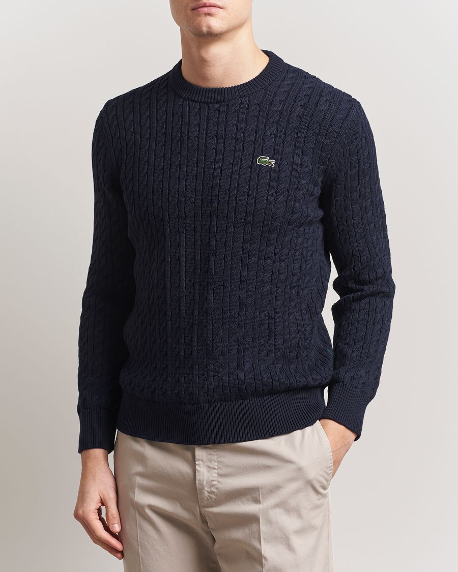 Herren | Pullover | Lacoste | Cotton Cable Sweater Navy Blue