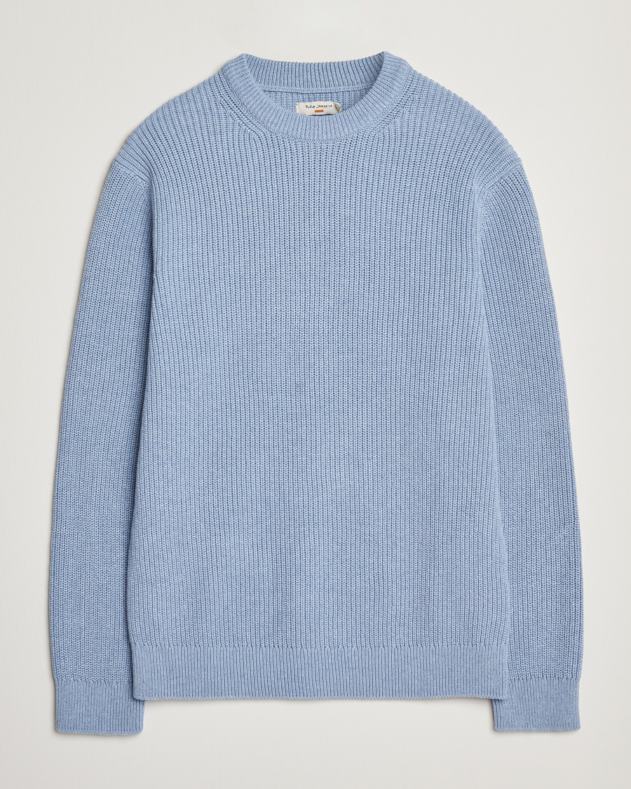 Herren | Pullover | Nudie Jeans | Augusti Rib Cotton Sweater Blue Melange