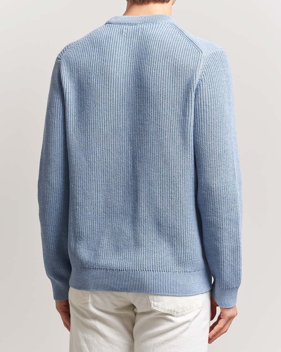 Herren | Pullover | Nudie Jeans | Augusti Rib Cotton Sweater Blue Melange
