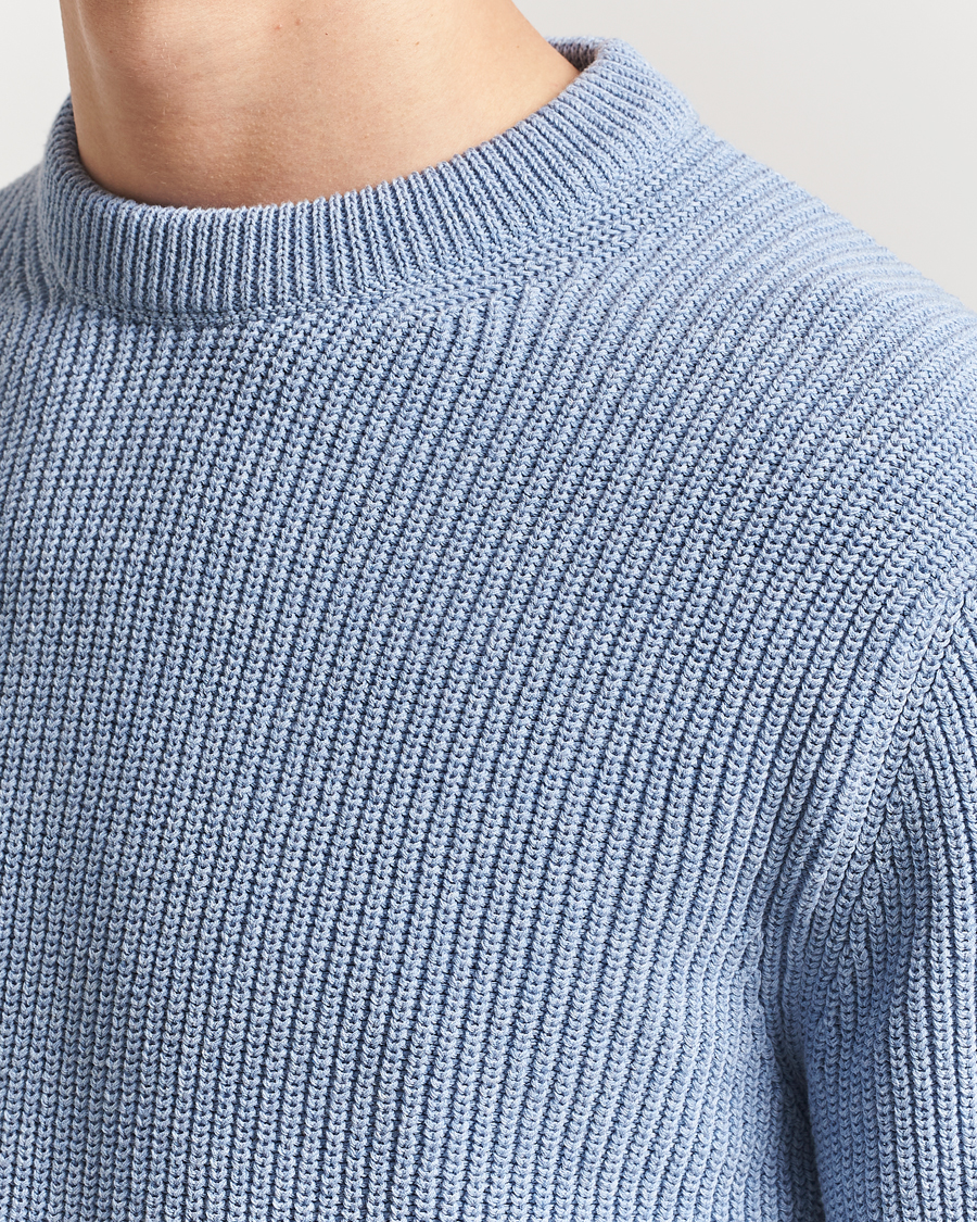 Herren | Pullover | Nudie Jeans | Augusti Rib Cotton Sweater Blue Melange