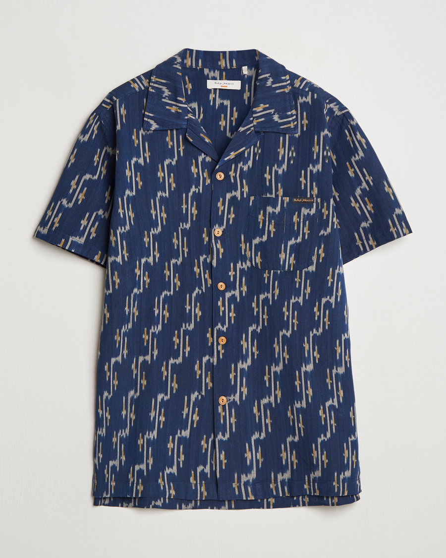 Herren | Hemden | Nudie Jeans | Arvid Printed Short Sleeve Shirt Blueberry
