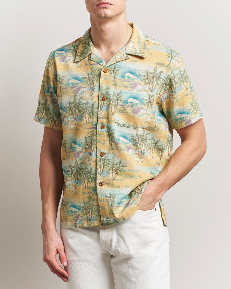 Herren | Hemden | Nudie Jeans | Arvid Printed Short Sleeve Shirt Mustard