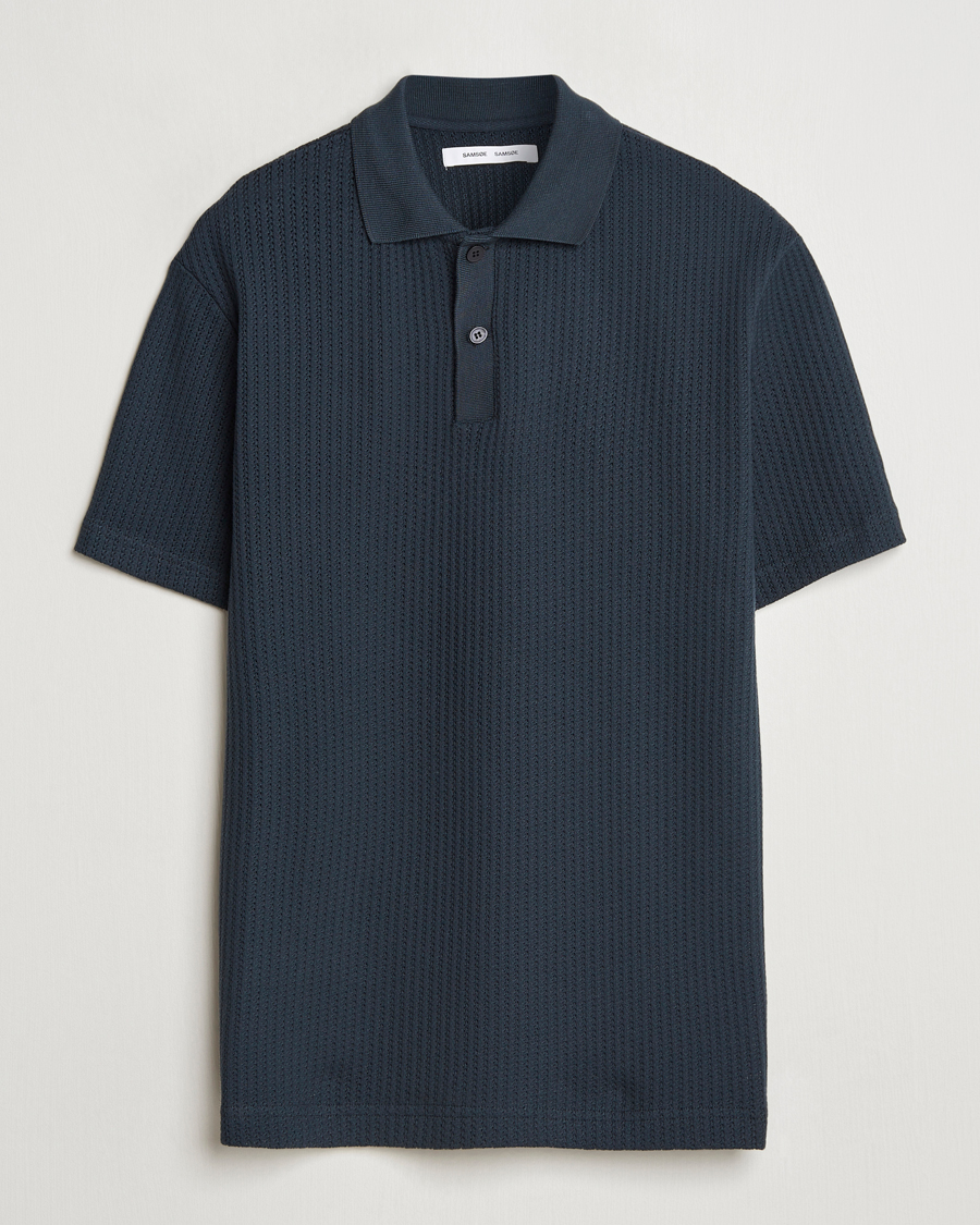 Herren | Poloshirts | Samsøe Samsøe | Jase Structured Knitted Polo Salute Navy