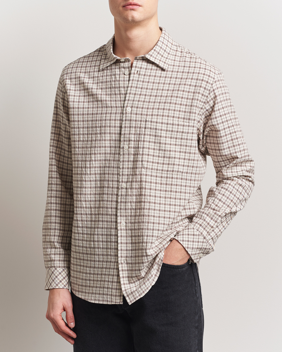 Herren | Hemden | Samsøe Samsøe | Damon Viscose/Cotton Checked Shirt Canteen