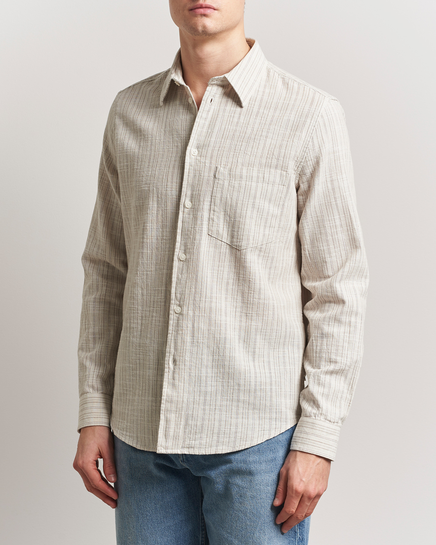 Herren | Hemden | Samsøe Samsøe | Liam Cotton/Linen Striped Shirt Moonstruck