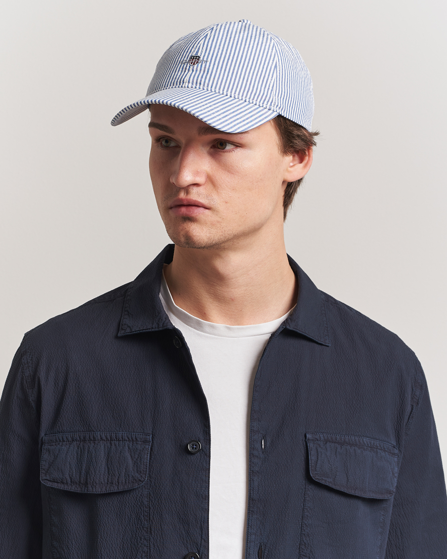 Herren | Hüte & Mützen | GANT | Striped Seersucker Cap Rich Blue