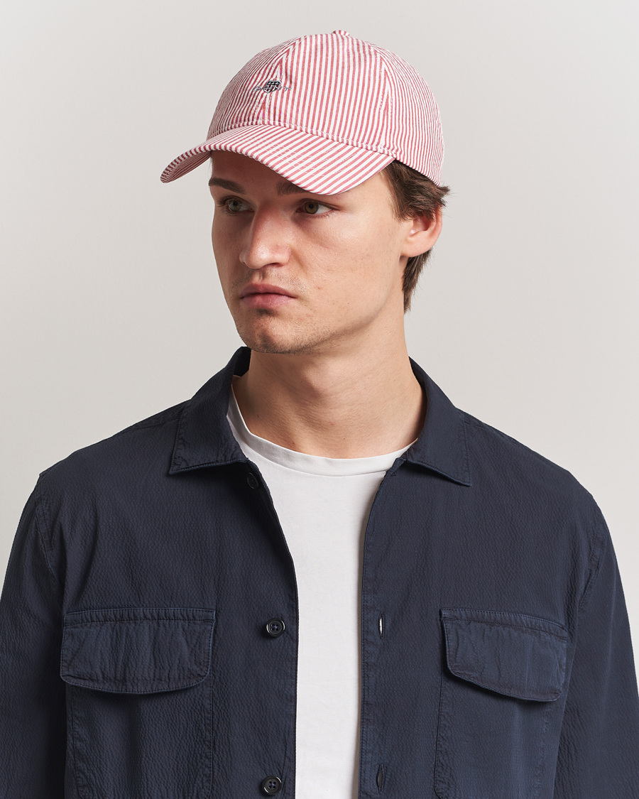 Herren | Hüte & Mützen | GANT | Striped Seersucker Cap Ruby Red
