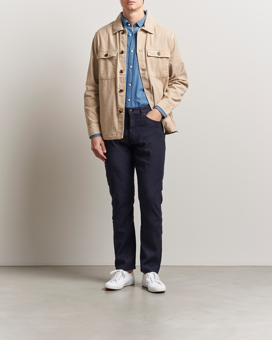 Herren | Hosen | GANT | Regular Cotton/Linen 5-Pocket Pants Evening Blue