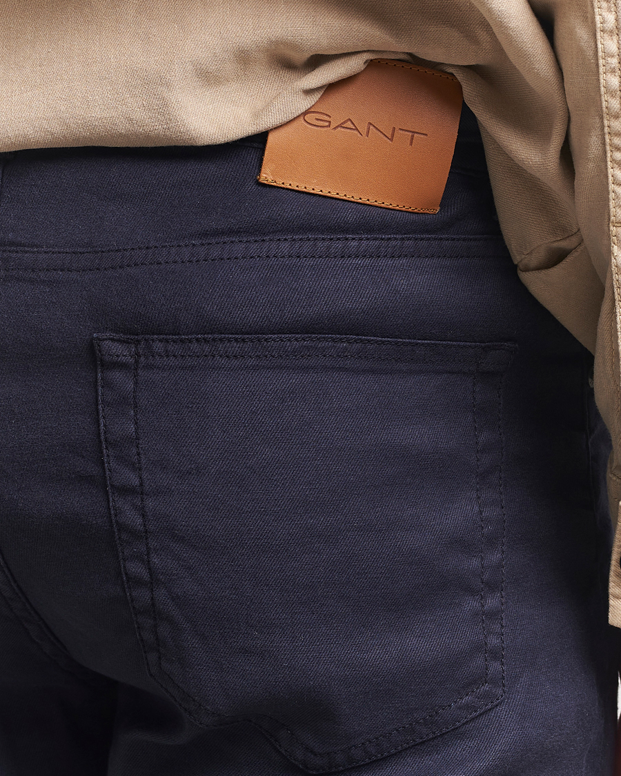 Herren | Hosen | GANT | Regular Cotton/Linen 5-Pocket Pants Evening Blue