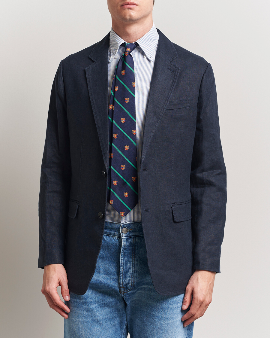 Herren | Sakkos | GANT | Slim Fit Garment Dyed Linen Blazer Evening Blue
