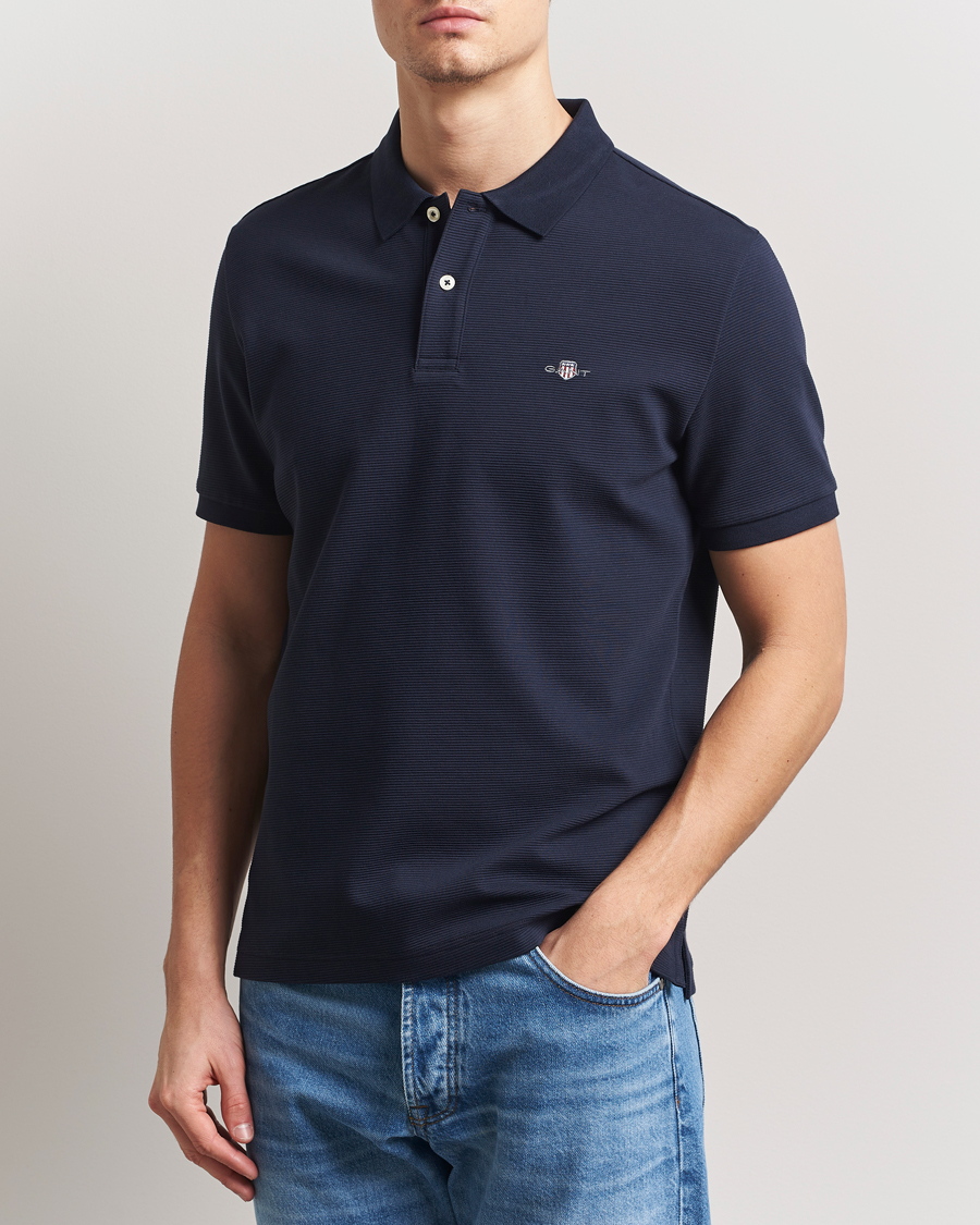 Herren | Poloshirts | GANT | Textured Polo Evening Blue