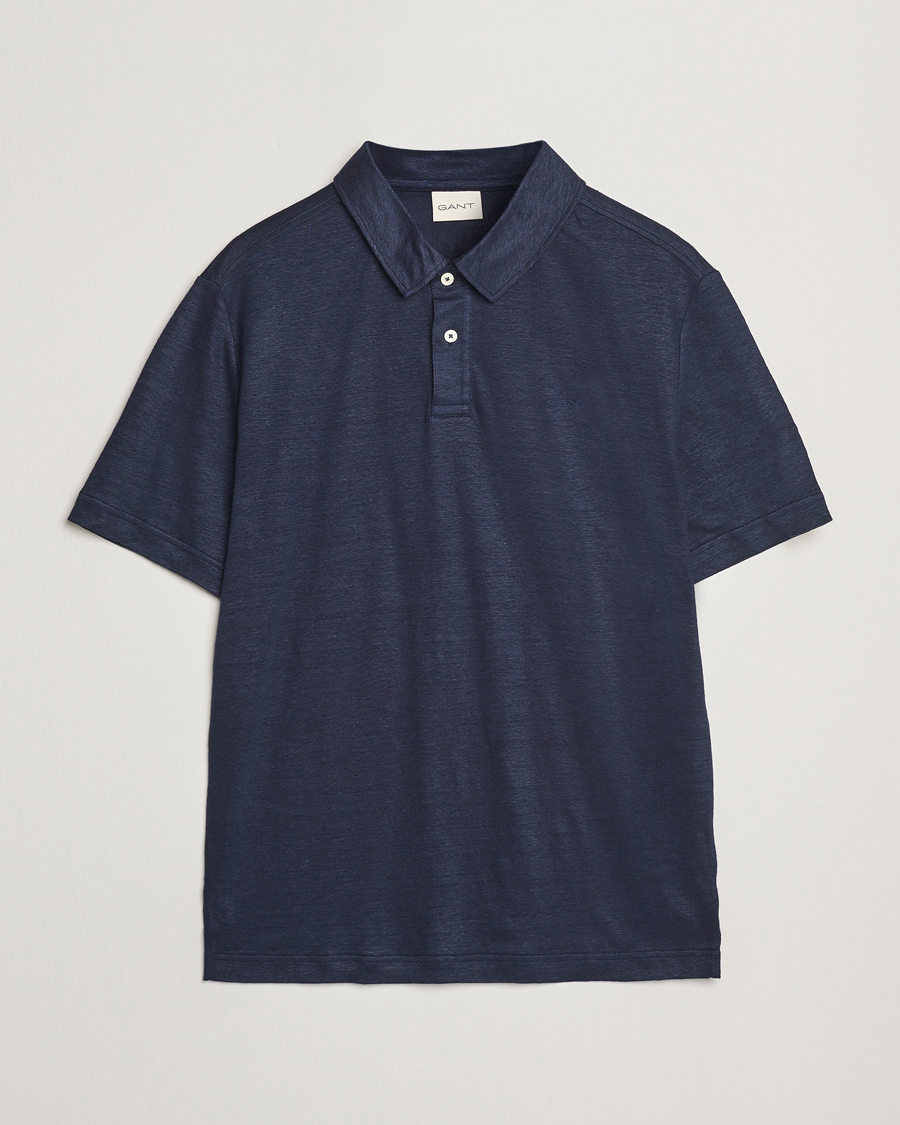 Herren | Poloshirts | GANT | Linen Polo Evening Blue