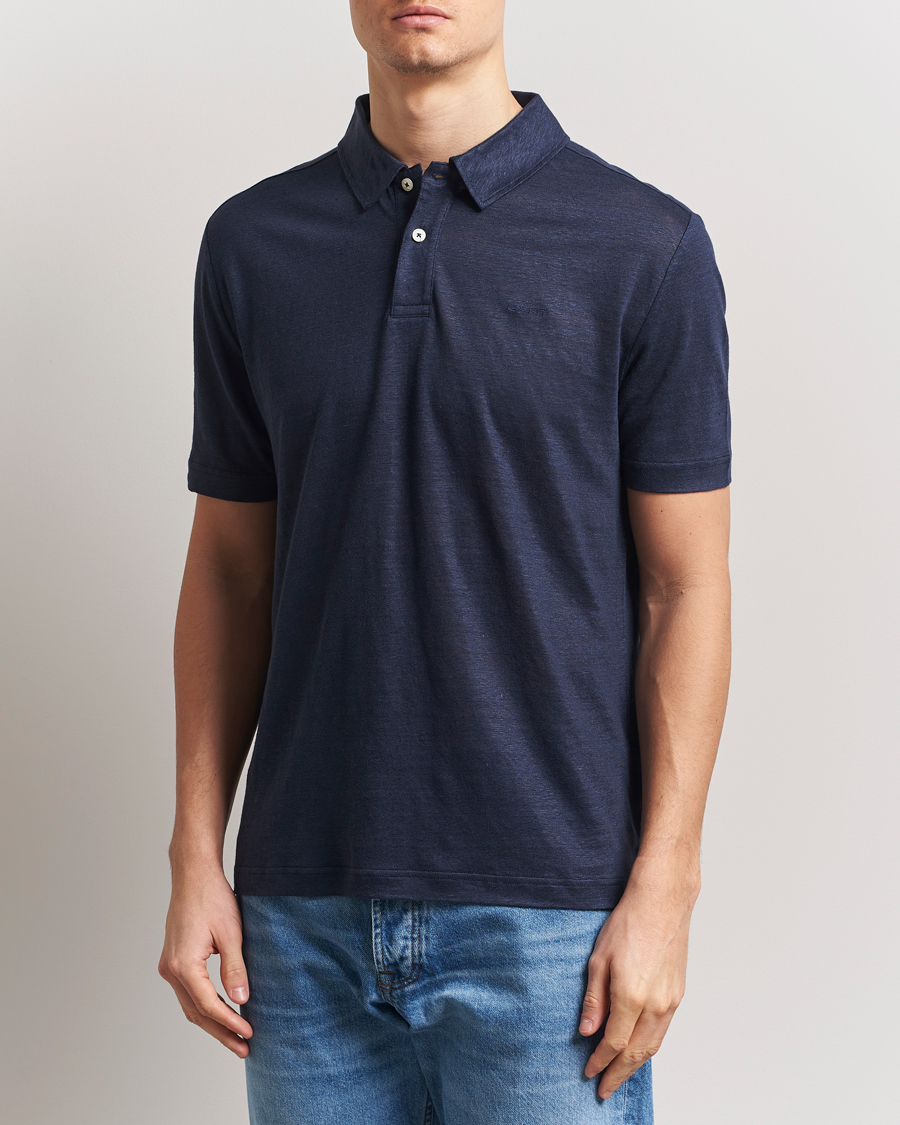 Herren | Poloshirts | GANT | Linen Polo Evening Blue