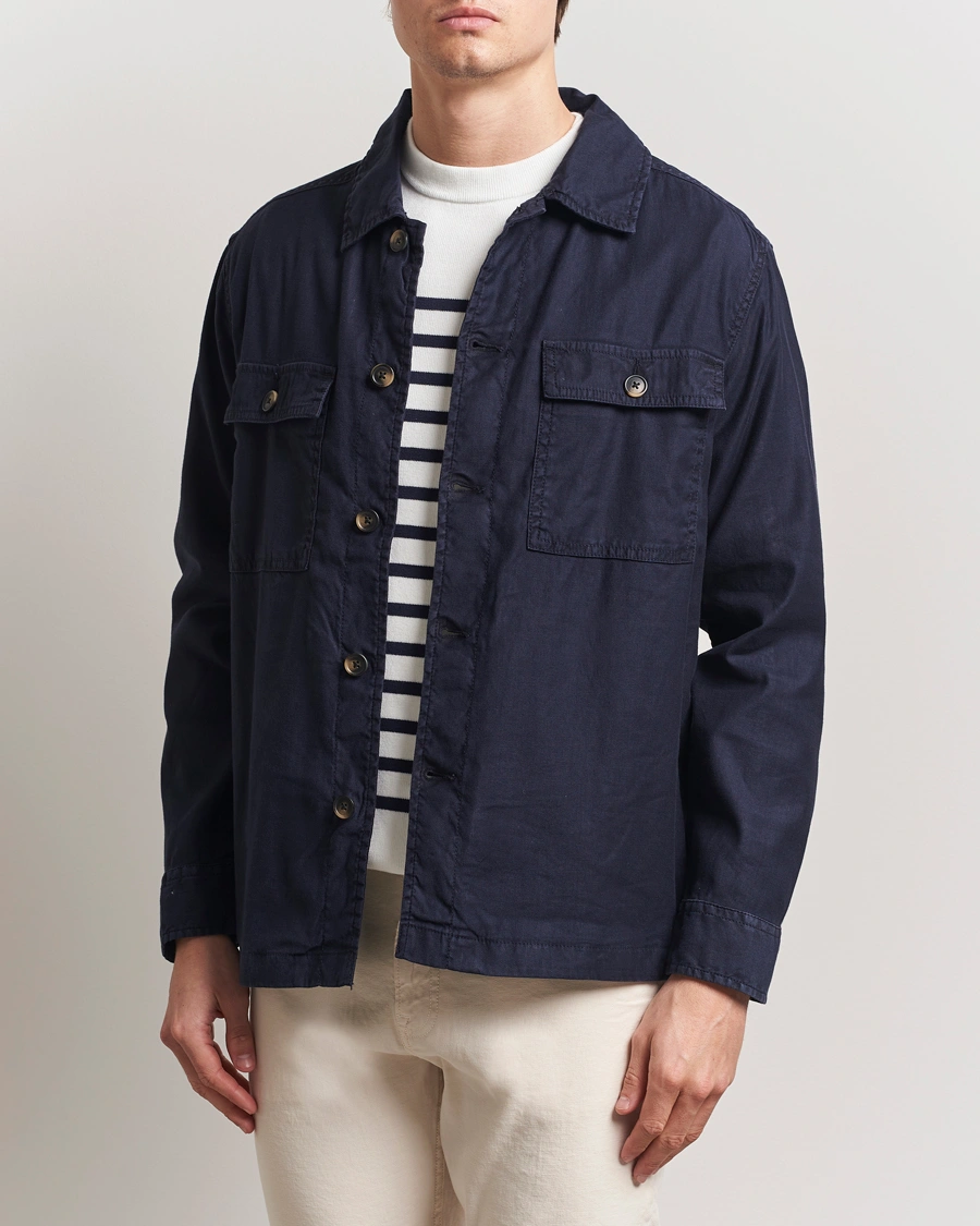 Herren | Hemden | GANT | Linen/Cotton Twill Overshirt Evening Blue