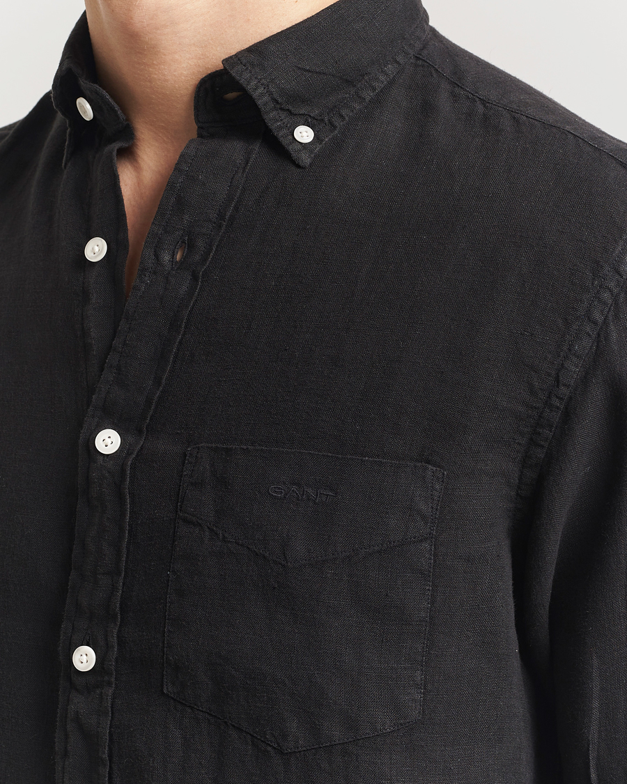 Herren | Hemden | Gant | Regular Fit Garment Dyed Linen Shirt Black