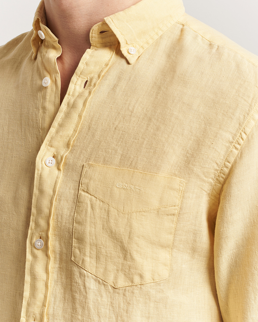 Herren | Hemden | GANT | Regular Fit Garment Dyed Linen Shirt Dusty Yellow