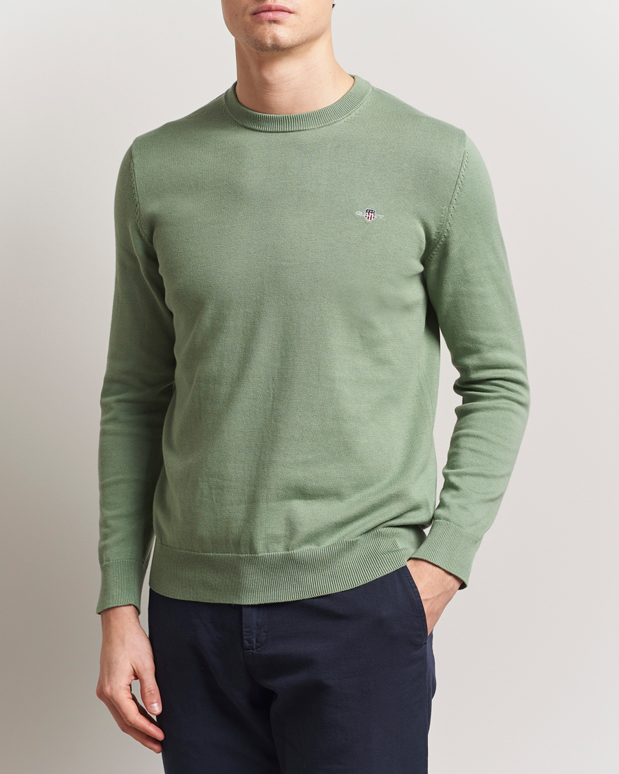 Herren | Pullover | GANT | Classic Cotton Crew Neck Kalamata Green