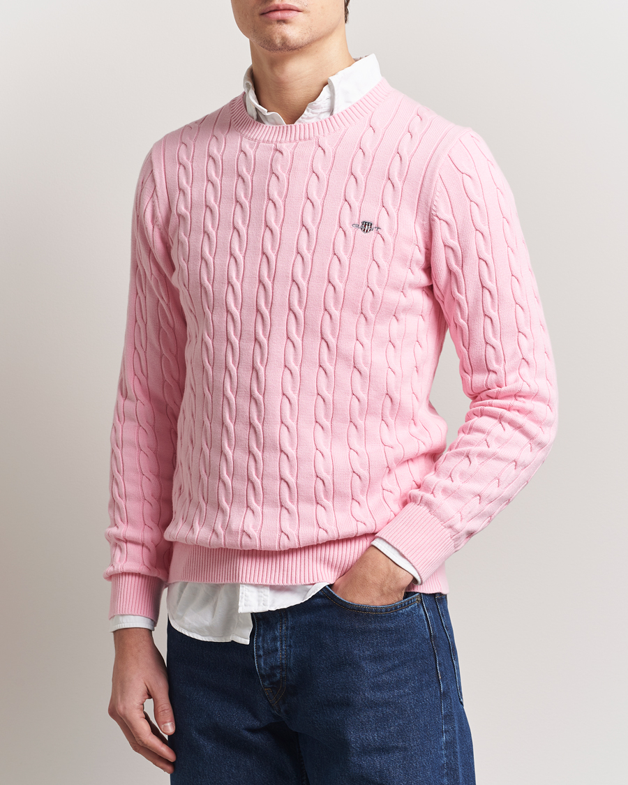 Herren | Pullover | GANT | Cotton Cable Crew Neck Pullover California Pink