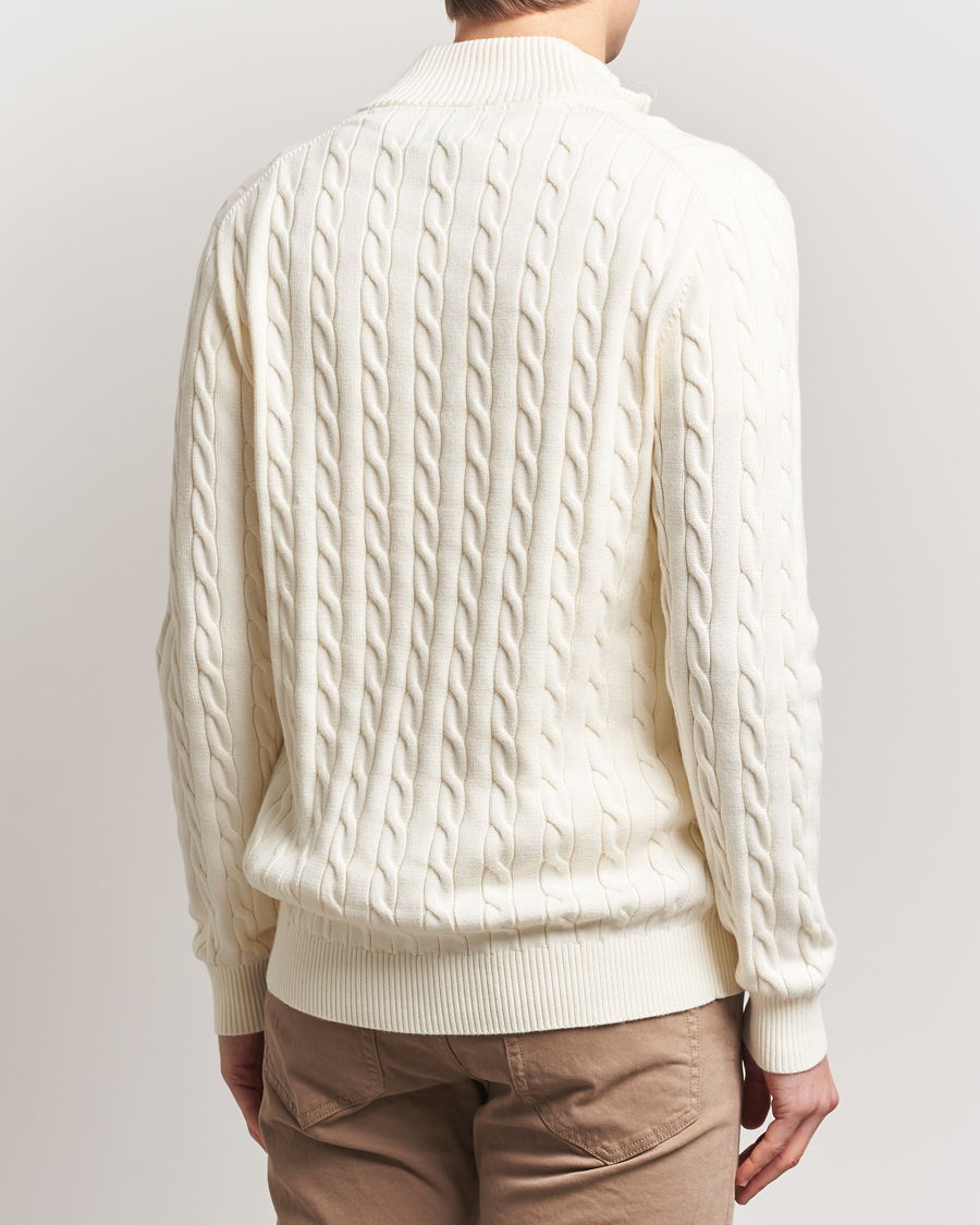 Herren | Pullover | Gant | Cotton Cable Half Zip Cream