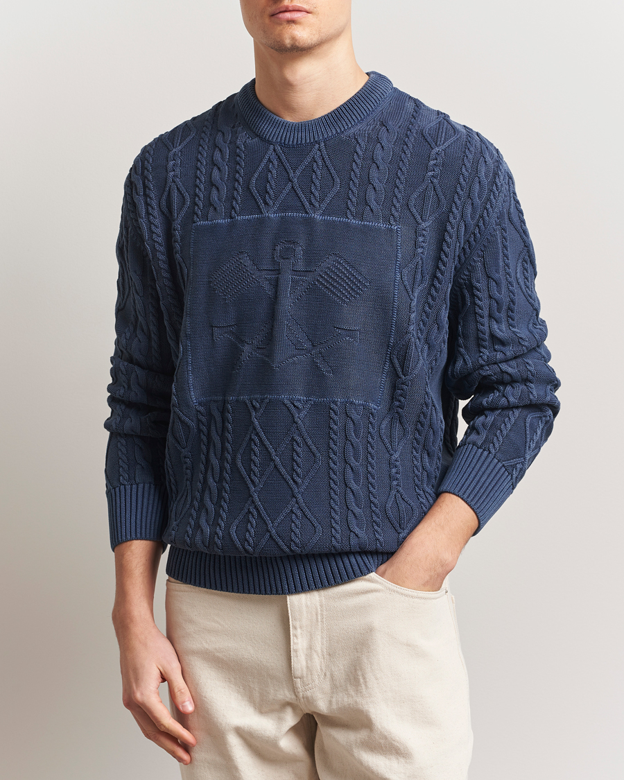 Herren | Pullover | GANT | Aran Cable Knitted Sweater Evening Blue