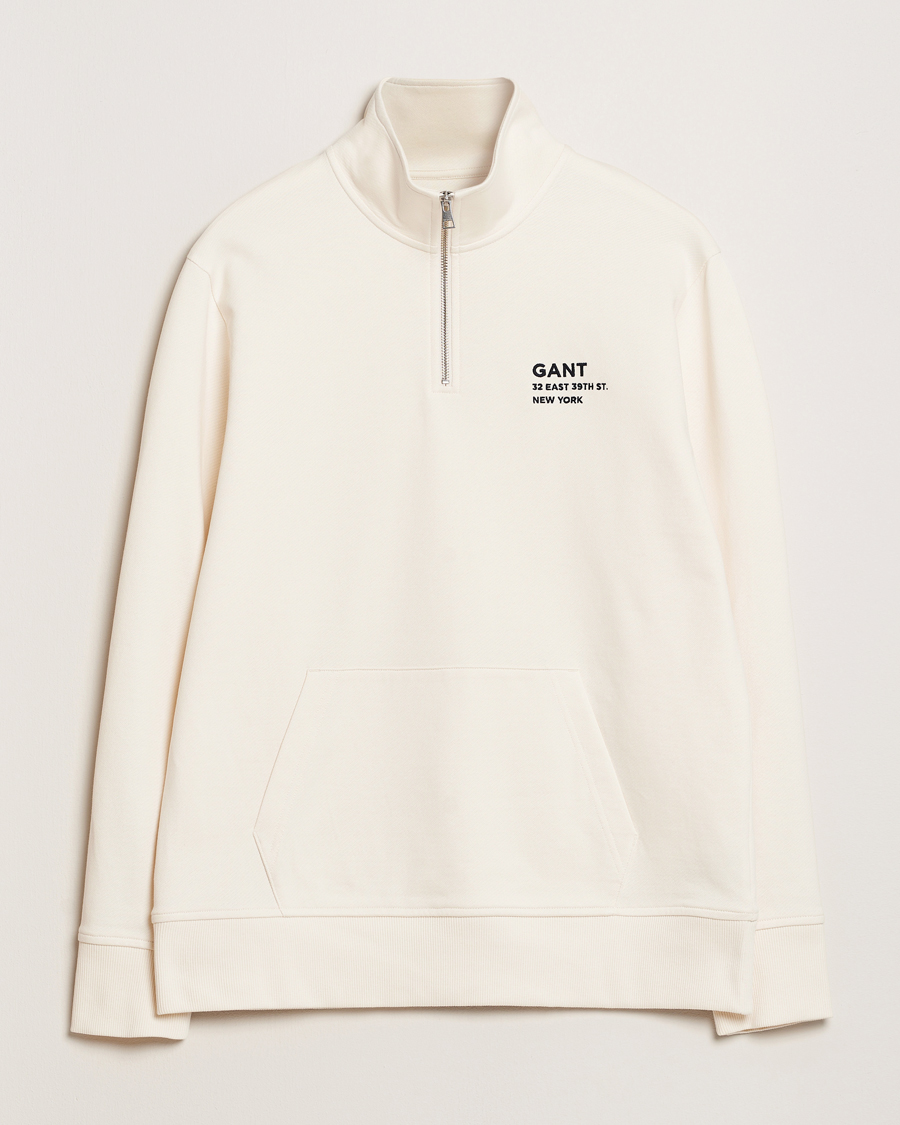 Herren | Pullover | GANT | Script Graphic Half Zip Sweater Cream
