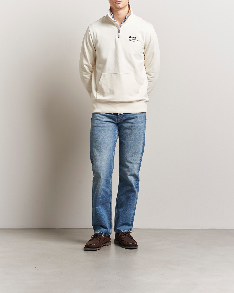 Herren | Pullover | GANT | Script Graphic Half Zip Sweater Cream