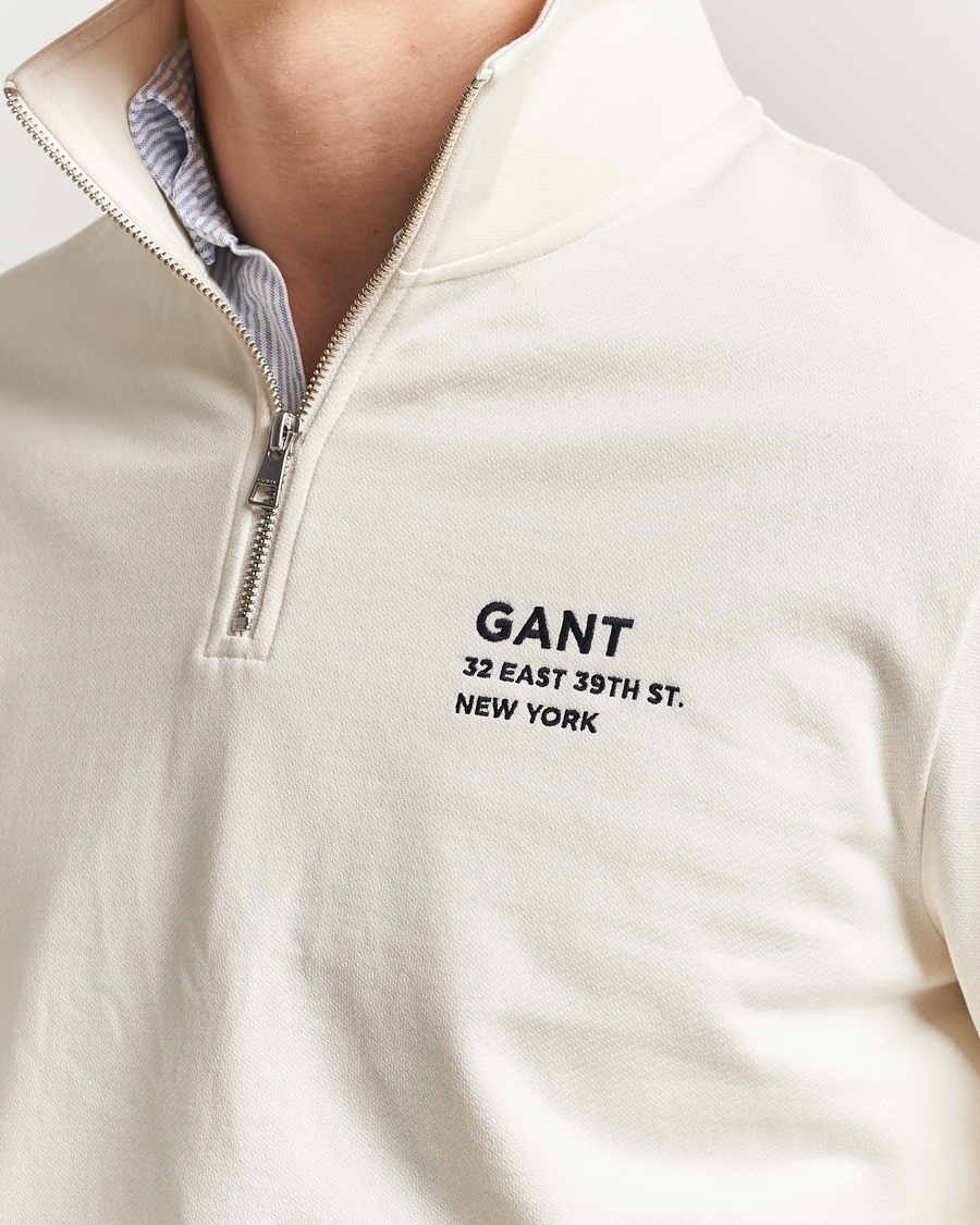 Herren | Pullover | GANT | Script Graphic Half Zip Sweater Cream