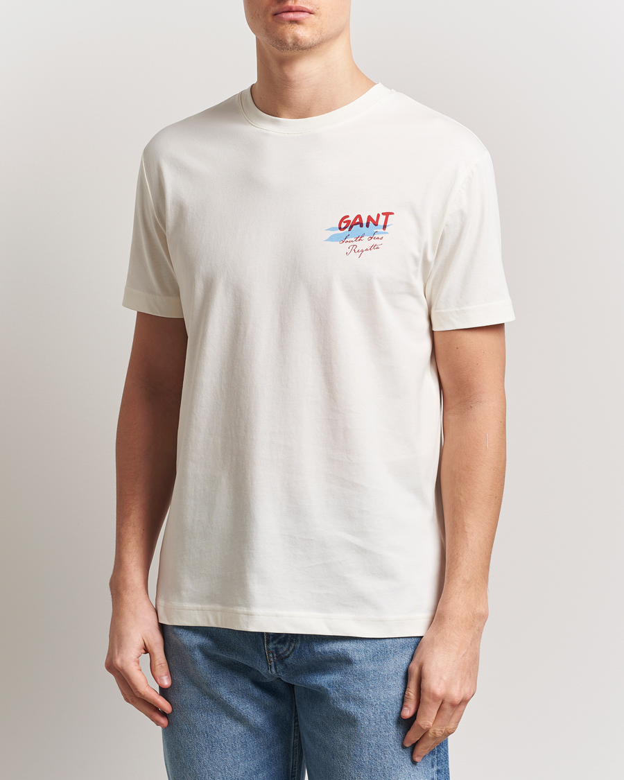 Herren | T-Shirts | GANT | Printed T-Shirt Cream