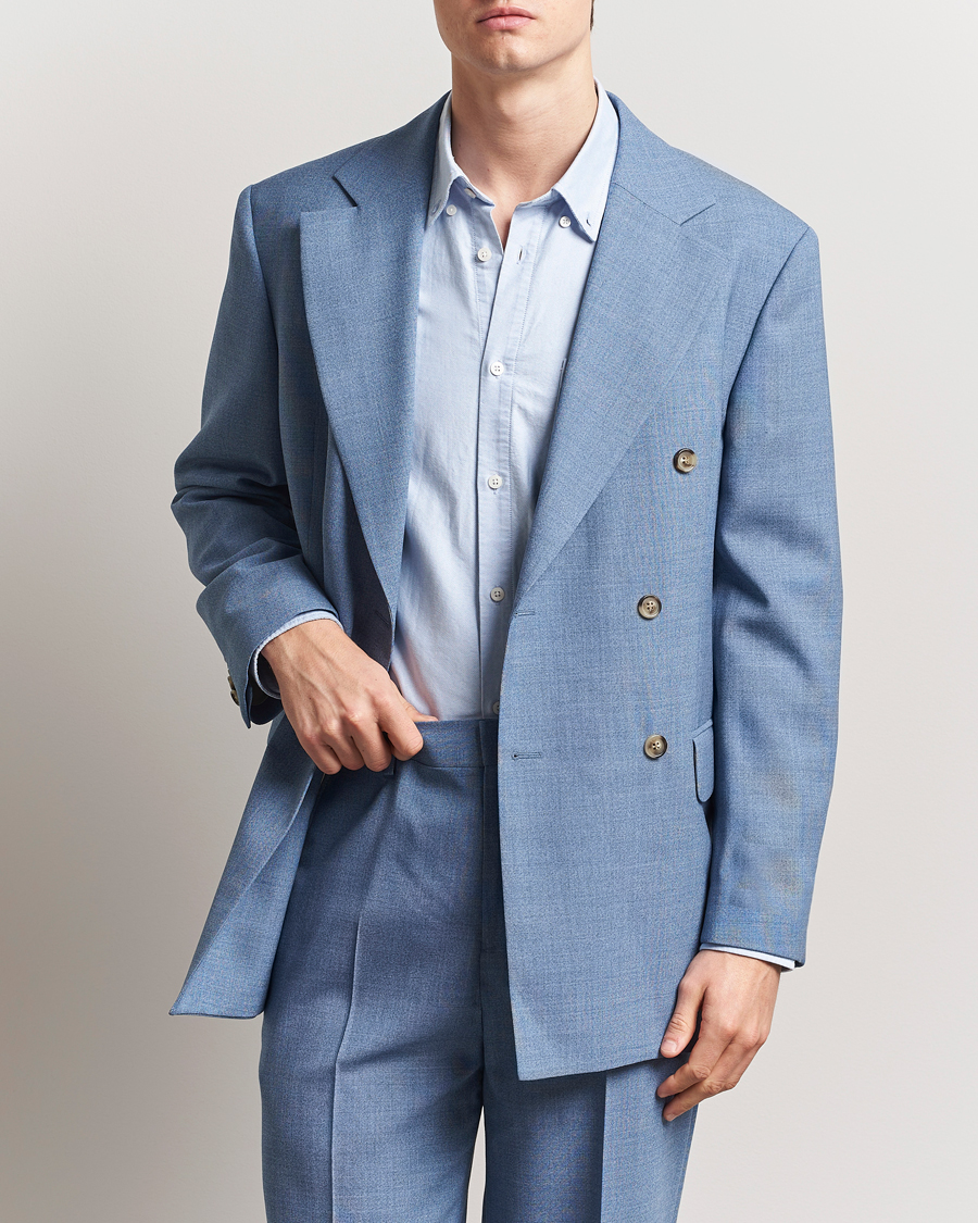 Herren | Sakkos | GANT | Mouline Wool Double Breasted Suit Jacket Salty Sea