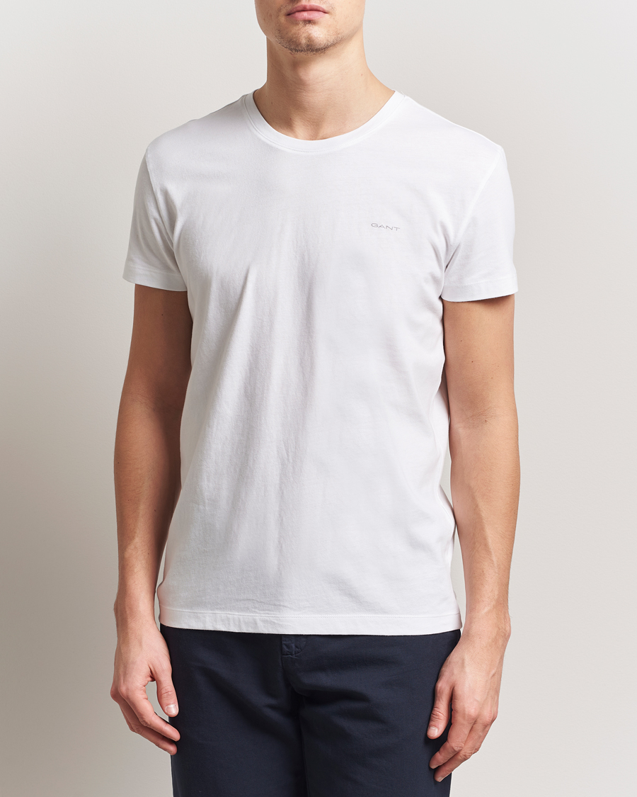 Herren | T-Shirts | Gant | 2-Pack Crew Neck T-Shirt Navy/White