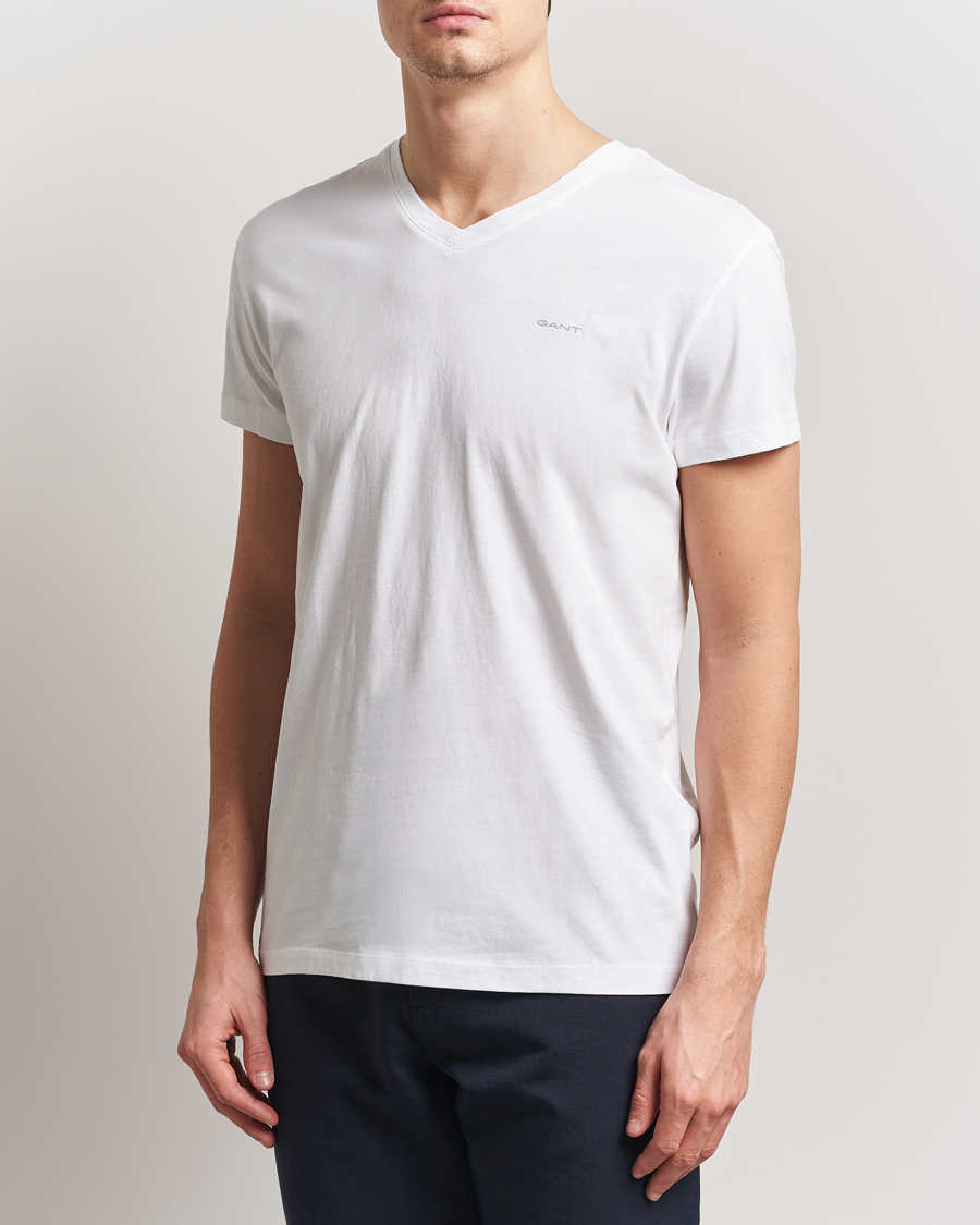 Herren | T-Shirts | GANT | 2-Pack V-Neck T-shirt Navy/White